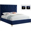 Meridian Furniture Eclipse Solid Wood and Velvet Full Bed in Navy