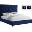 Meridian Furniture Eclipse Solid Wood and Velvet King Bed in Navy
