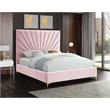 Meridian Furniture Eclipse Solid Wood and Velvet Full Bed in Pink