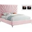 Meridian Furniture Eclipse Solid Wood and Velvet King Bed in Pink