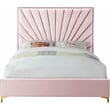 Meridian Furniture Eclipse Solid Wood and Velvet King Bed in Pink