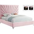 Meridian Furniture Eclipse Solid Wood and Velvet Queen Bed in Pink