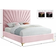 Meridian Furniture Eclipse Solid Wood and Velvet Queen Bed in Pink