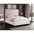 Meridian Furniture Eclipse Solid Wood and Velvet Queen Bed in Pink