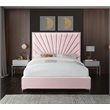 Meridian Furniture Eclipse Solid Wood and Velvet Queen Bed in Pink