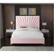 Meridian Furniture Eclipse Solid Wood and Velvet Queen Bed in Pink