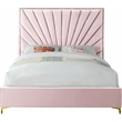 Meridian Furniture Eclipse Solid Wood and Velvet Queen Bed in Pink
