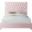 Meridian Furniture Eclipse Solid Wood and Velvet Queen Bed in Pink