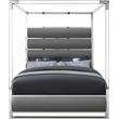 Meridian Furniture Encore Solid Wood and Vegan Leather Queen Bed in Gray