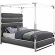 Meridian Furniture Encore Solid Wood and Vegan Leather Queen Bed in Gray