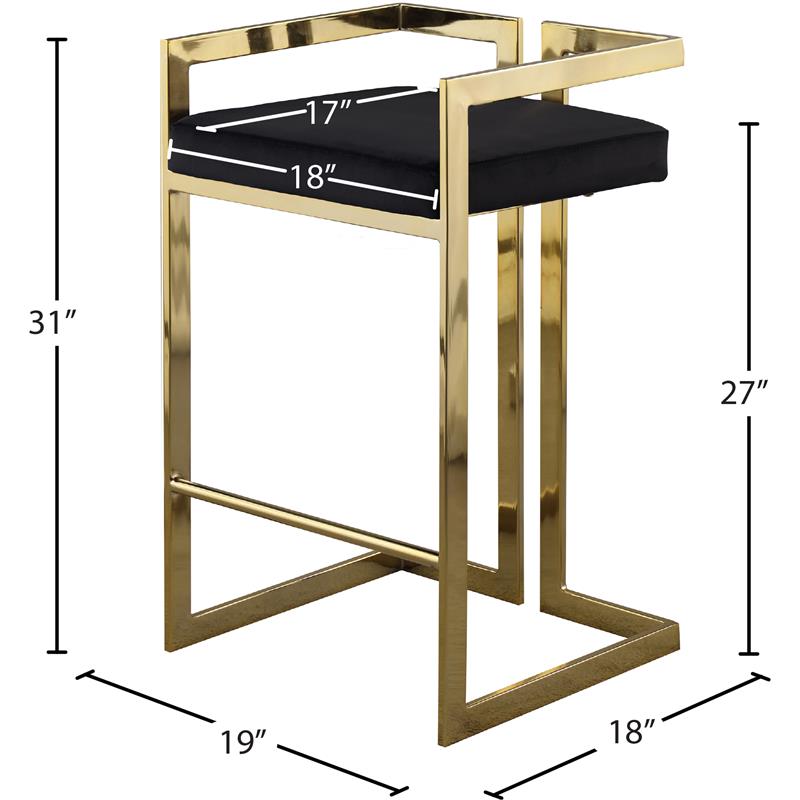 Meridian Furniture Ezra Velvet Counter Stool - Gold Meridian Furniture Ezra Velvet Counter Stool - Gold