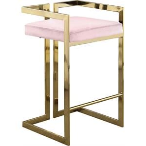 Meridian Furniture Ezra 27&quotH Velvet Counter Stool in Pink (Set of 2)