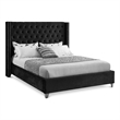 Meridian Furniture Aiden Solid Wood Tufted Velvet Wing Back Full Bed in Black