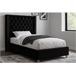 Meridian Furniture Aiden Solid Wood Tufted Velvet Wing Back Twin Bed in Black