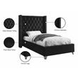 Meridian Furniture Aiden Solid Wood Tufted Velvet Wing Back Twin Bed in Black