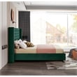 Meridian Furniture Aiden Solid Wood Tufted Velvet Wing Back Full Bed in Green