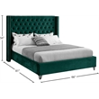 Meridian Furniture Aiden Solid Wood Tufted Velvet Wing Back Full Bed in Green