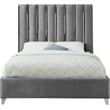 Meridian Furniture Enzo Solid Wood and Velvet King Bed in Gray