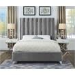Meridian Furniture Enzo Solid Wood and Velvet King Bed in Gray