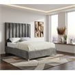 Meridian Furniture Enzo Solid Wood and Velvet King Bed in Gray