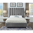 Meridian Furniture Enzo Solid Wood and Velvet Queen Bed in Gray
