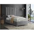 Meridian Furniture Enzo Solid Wood and Velvet Twin Bed in Gray