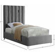 Meridian Furniture Enzo Solid Wood and Velvet Twin Bed in Gray