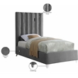 Meridian Furniture Enzo Solid Wood and Velvet Twin Bed in Gray