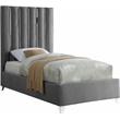 Meridian Furniture Enzo Solid Wood and Velvet Twin Bed in Gray