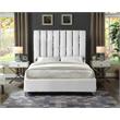 Meridian Furniture Enzo Solid Wood and Velvet Queen Bed in White