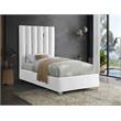 Meridian Furniture Enzo Solid Wood and Velvet Twin Bed in White