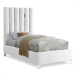 Meridian Furniture Enzo Solid Wood and Velvet Twin Bed in White