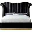 Meridian Furniture Flora Solid Wood and Velvet King Bed in Black