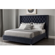 Meridian Furniture Aiden Solid Wood Tufted Velvet Wing Back Full Bed in Gray