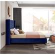 Meridian Furniture Aiden Solid Wood/Tufted Velvet Wing Back Full Bed in Navy