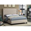 Meridian Furniture Ashton Solid Wood Linen Wing Back Full Bed in Beige