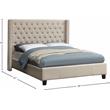 Meridian Furniture Ashton Solid Wood Linen Wing Back Full Bed in Beige