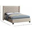 Meridian Furniture Ashton Solid Wood Linen Wing Back King Bed in Beige