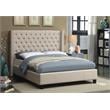Meridian Furniture Ashton Solid Wood Linen Wing Back Queen Bed in Beige