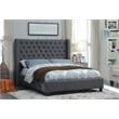 Meridian Furniture Ashton Solid Wood Linen Wing Back King Bed in Gray