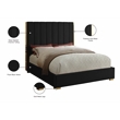 Meridian Furniture Becca Metal and Velvet Upholstered Full Bed in Black/Gold