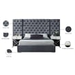 Meridian Furniture Grande Solid Wood and Velvet King Bed in Gray