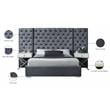 Meridian Furniture Grande Solid Wood and Velvet King Bed in Gray
