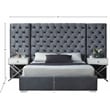 Meridian Furniture Grande Solid Wood and Velvet King Bed in Gray