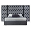 Meridian Furniture Grande Solid Wood and Velvet King Bed in Gray