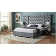 Meridian Furniture Grande Solid Wood and Velvet King Bed in Gray