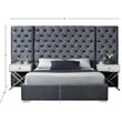 Meridian Furniture Grande Solid Wood and Velvet King Bed in Gray