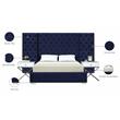 Meridian Furniture Grande Solid Wood and Velvet King Bed in Navy