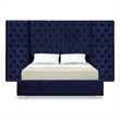 Meridian Furniture Grande Solid Wood and Velvet King Bed in Navy