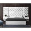 Meridian Furniture Grande Solid Wood and Velvet King Bed in White